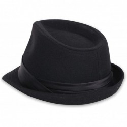 Fedoras Men's Women's Manhattan Structured Gangster Trilby Fedora Hat - P_black - CU11N2MFPV9 $26.24