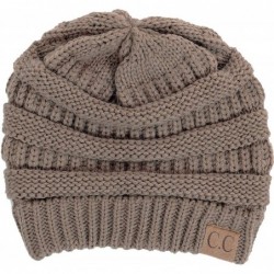 Skullies & Beanies Solid Ribbed Beanie Slouchy Soft Stretch Cable Knit Warm Skull Cap - Taupe - C8185T8GE73 $21.39