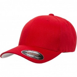 Baseball Caps Men's Mid Crown Height Six Panel Structured Cap - Red - CY12DELOZQX $28.26
