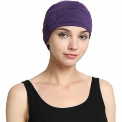 Skullies & Beanies Bamboo Double Layered Comfort Fashion Chemo Cancer Hat Daily Use - Purple - CI183IHQTL2 $25.06