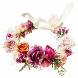 Headbands Flower Wreath Headband Floral Hair Garland Flower Crown Halo Headpiece Boho with Ribbon Wedding Party Photos - I - ...