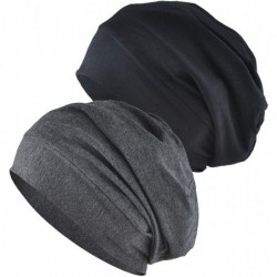 Skullies & Beanies Womens Sleeping 2 Pack Bonnet Slouchy - Black & Gray - CU18ZYNG3WA $28.16