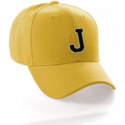 Baseball Caps Classic Baseball Hat Custom A to Z Initial Team Letter- Yellow Cap White Black - Letter J - CO18IDUCCU0 $14.66