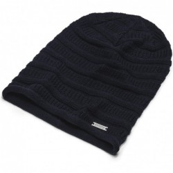 Skullies & Beanies Thin Slouchy Beanie for Men and Women - Chunky Knit Style - 100% Cotton - Navy - CZ18NOUR3NS $20.92