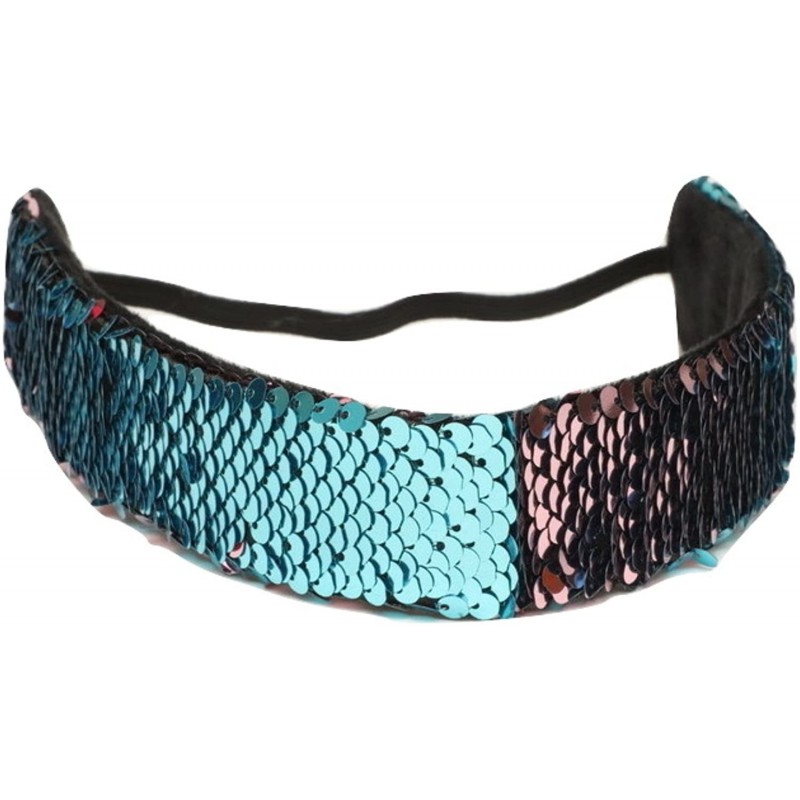 Headbands Mermaid Sequin Headband & Bracelet Color Changing Multi Color 2pack - Aqua Salmon - CT1809HWIID $21.11