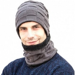 Skullies & Beanies Winter Beanie Hat Scarf Set Warm 3-Pieces Thick Fleece Lined Skull Cap for Men - CW18A5S5R4Z $18.58
