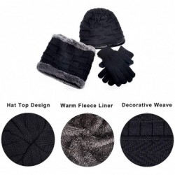 Skullies & Beanies Winter Beanie Hat Scarf Set Warm 3-Pieces Thick Fleece Lined Skull Cap for Men - CW18A5S5R4Z $18.58