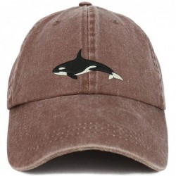 Baseball Caps Orca Killer Whale Embroidered Pigment Dyed 100% Cotton Cap - Chocolate - CL18SW6UL7E $37.10
