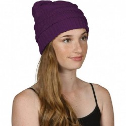 Skullies & Beanies Knit Soft Stretch Beanie Cap - Purple - CP12MHFW8Q1 $14.09