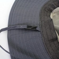 Sun Hats Outdoor Sun Hats with Wind Lanyard Bucket Hat Fishing Cap Boonie for Men/Women/Kids - Green Grey - CB17YZC20UD $23.36