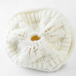 Skullies & Beanies Women's Knitted Messy Bun Hat Ponytail Beanie Baggy Chunky Stretch Slouchy Winter - Cream - C818YTKUR02 $1...