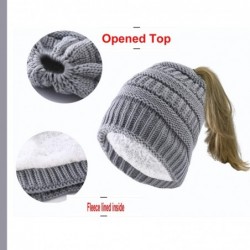 Skullies & Beanies Women's Knitted Messy Bun Hat Ponytail Beanie Baggy Chunky Stretch Slouchy Winter - Cream - C818YTKUR02 $1...