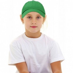 Baseball Caps Youth Childrens Cotton Cap Plain Hat Black Khaki Navy Pink Red White - Kelly Green - C9197S9HNNK $19.64