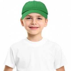 Baseball Caps Youth Childrens Cotton Cap Plain Hat Black Khaki Navy Pink Red White - Kelly Green - C9197S9HNNK $17.48