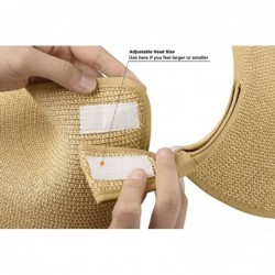 Visors Women's Summer Foldable Straw Sun Visor w/Cute Bowtie - Beige Brown - C411ADF9X3D $34.44