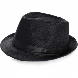 Fedoras 1920s Panama Fedora Hat Cap for Men Gatsby Hat for Men 1920s Mens Gatsby Costume Accessories - Black - CL18NM3YXN9 $3...