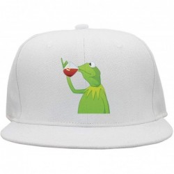 Baseball Caps Kermit The Frog"Sipping Tea" Adjustable Red Strapback Cap - Afunny-green-frog-sipping-tea-1 - CN18ICTTAWK $37.03