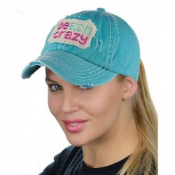 Baseball Caps Womens Distressed Vintage Unconstructed Embroidered Patched Ponytail Mesh Bun Cap - C718QHYCGS6 $29.89