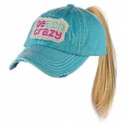 Baseball Caps Womens Distressed Vintage Unconstructed Embroidered Patched Ponytail Mesh Bun Cap - C718QHYCGS6 $29.89