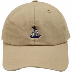 Baseball Caps Boat Small Embroidered Cotton Baseball Cap - Khaki - C012H0G3NTX $17.44