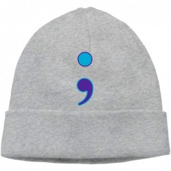 Skullies & Beanies Beanie Hat Semicolon Suicide Prevention Warm Skull Caps for Men and Women - Gray - CX18KI7HOQI $40.53