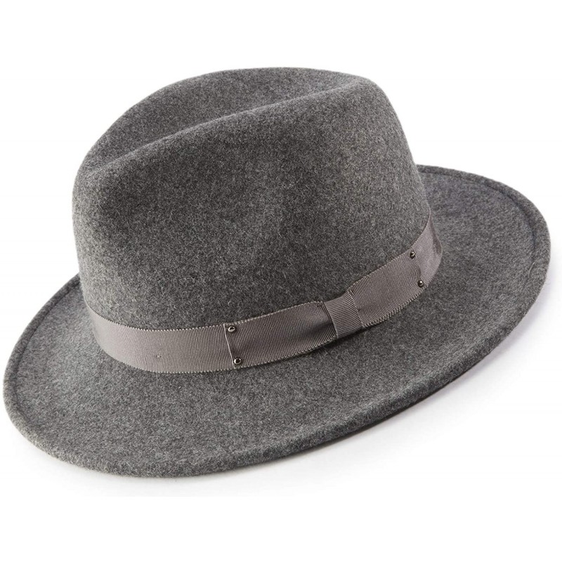 Fedoras Men's 2 1/2 Inch Wide Brim Wool Felt Fedora Hat H70 - Grey - C8192E7IOLQ $103.54