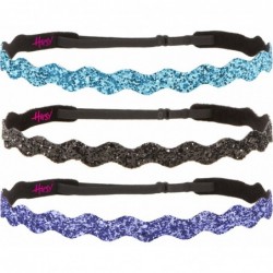Headbands Adjustable NON SLIP Wave Bling Glitter Headbands for Girls Multi Pack (Teal/Black/Purple) - CT11TOP022P $19.54