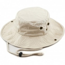 Sun Hats 100% Cotton Stone-Washed Safari Wide Brim Foldable Double-Sided Sun Boonie Bucket Hat - Putty - C212O21F8MR $25.75