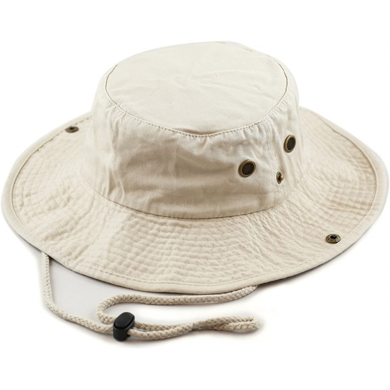 Sun Hats 100% Cotton Stone-Washed Safari Wide Brim Foldable Double-Sided Sun Boonie Bucket Hat - Putty - C212O21F8MR $27.29