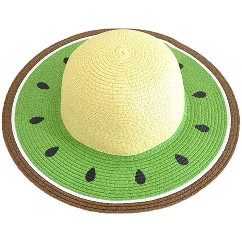 Sun Hats Watermelon Style Summer Straw Sun Hat- Wide Brim Beach Hat UV Protection- Adult Child Sizes - Green - CF18QMEGRMA $2...