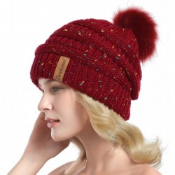 Skullies & Beanies Women Winter Slouchy Beanie Thick Chunky Baggy Hat Knit Warm Snow Cap with Faux Fur Pom Pom Beanie Hats - ...