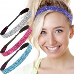 Headbands Women's Adjustable Non Slip Wide Bling Glitter Headband Silver Multi Pack - Teal/Hot Pink/Silver/Purple 4pk - CX195...