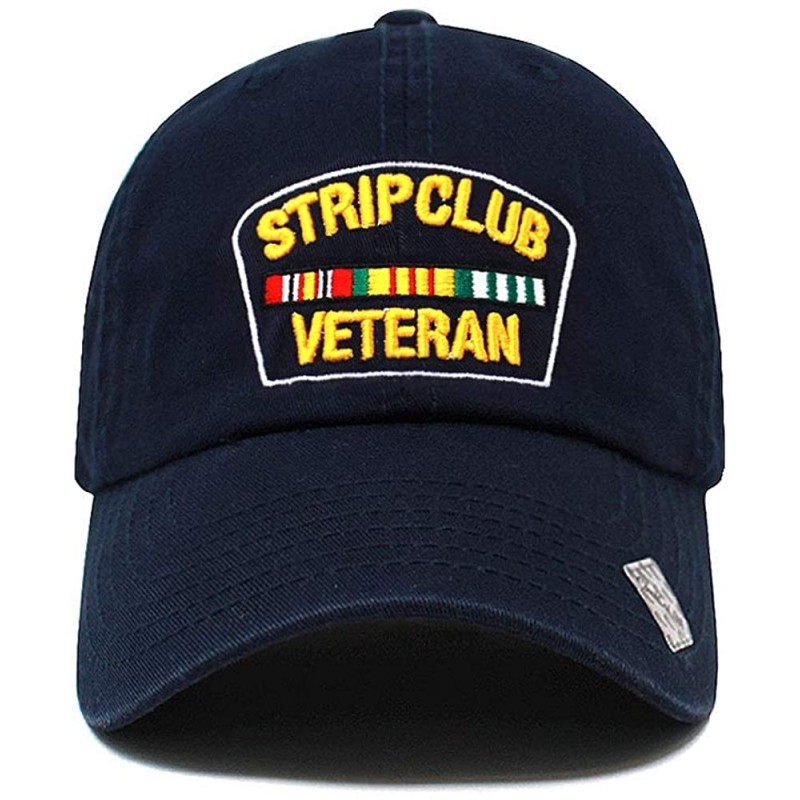 Baseball Caps Strip Club Veteran Dad hat Pre Curved Visor Cotton Ball Cap Baseball Cap PC101 - Navy - CG1897TXHLX $20.68