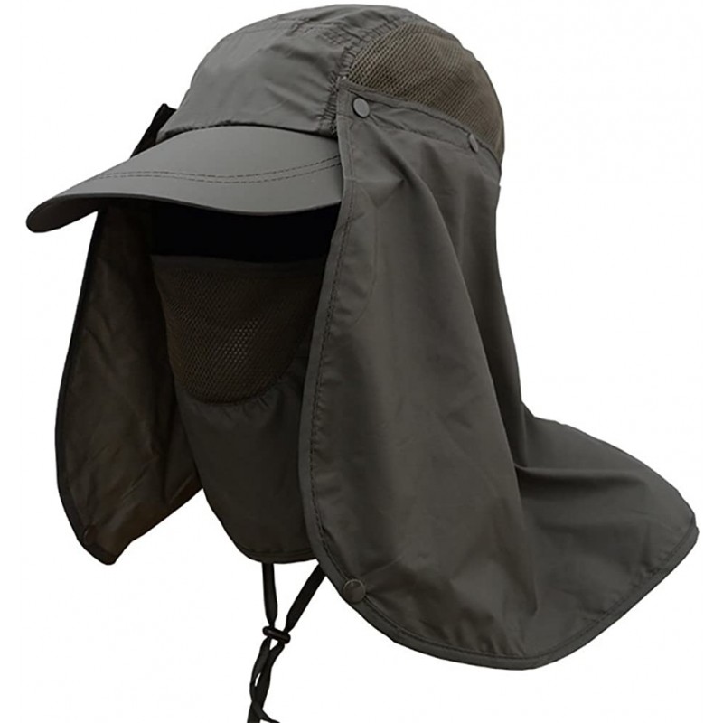 Sun Hats Summer Outdoor Sun Protection Fishing Cap Removable Neck Face Flap Cover Caps for Men Women - Dark Green - CL18CU4TA...