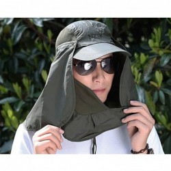 Sun Hats Summer Outdoor Sun Protection Fishing Cap Removable Neck Face Flap Cover Caps for Men Women - Dark Green - CL18CU4TA...