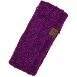 Cold Weather Headbands Womens Confetti Sherpa Lined Winter Cable Knit Headband Headwrap - Purple - CI18RZ8W2KN $26.49