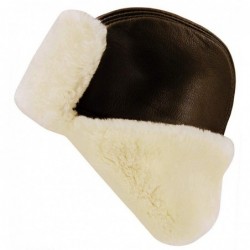Bomber Hats 100% Shearling Sheepskin Leather Winter Bomber Russian Aviator Trooper Trapper Ushanka Hat for Men Women - Khaki ...