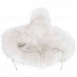 Bomber Hats Women Winter Hat Knitted Faux Fur Beanie Bonnet Furry Ear Bomber Trapper Hat - White - CG18L89K4T0 $21.01