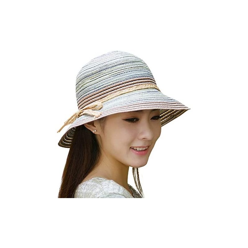 Sun Hats Ladies Summer Sun Hats Women Panama Straw Beach Hats Foldable Wide Brim UPF50+ - Light Brown - C518YESW333 $19.45