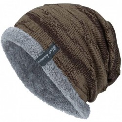 Skullies & Beanies Men Women Stretch Slouchy Beanie Hats Winter Warm Knit Skull Fleece Ski Cap - Khaki - CW18HWQHKOU $19.28