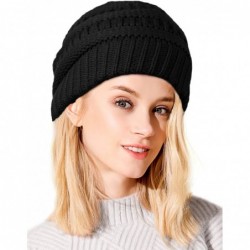 Skullies & Beanies Beanie Hat for Men and Women Winter Warm Hats Knit Slouchy Ponytail Beanie Hat - Black - CN189XMN8QK $23.27