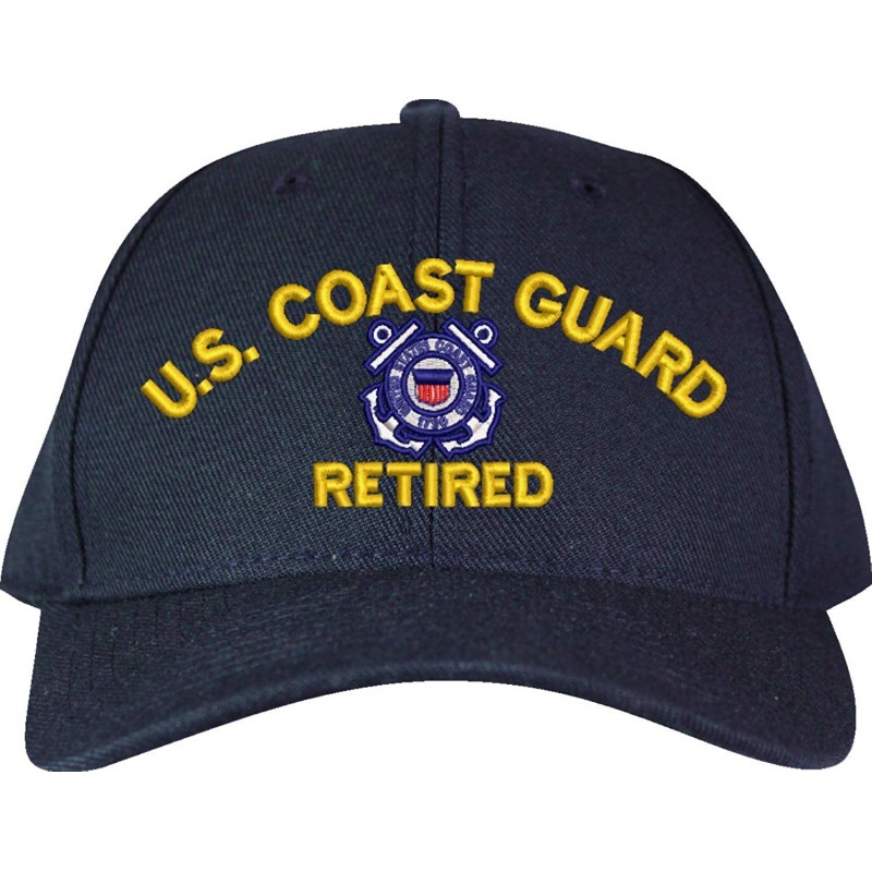 Baseball Caps U.S. Coast Guard Retired Embroidered Cap - Navy Blue - Low Profile - Wool Blend - Usa - CF18OQTELCM $75.00