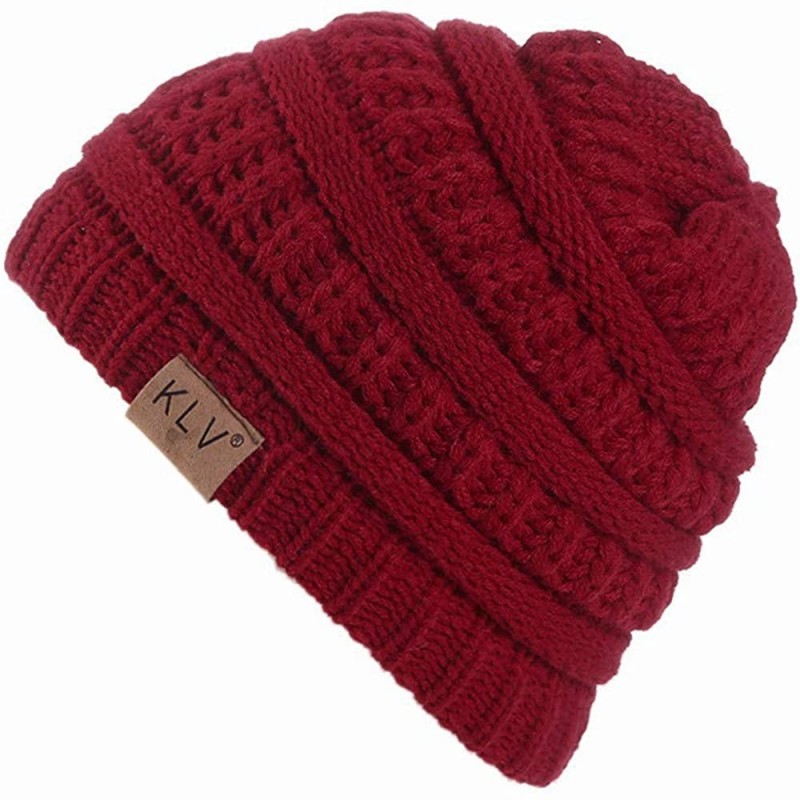 Fedoras Unisex Classic Knit Beanie Women Men Winter Leopard Hat Adult Soft & Cozy Cute Beanies Cap - Wine Red B - C9192R6QL39...