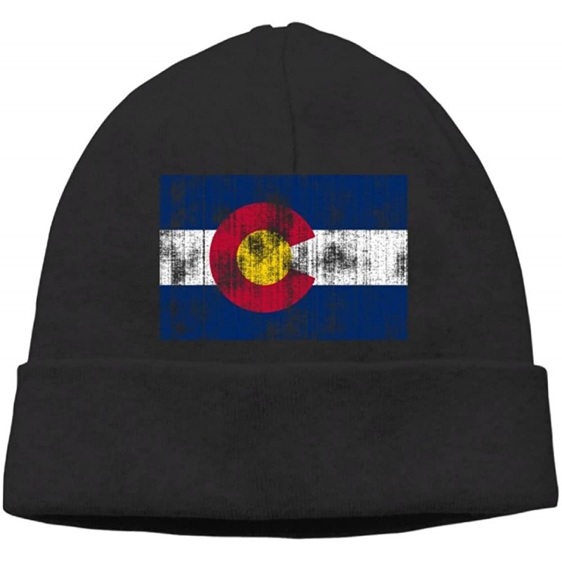 Skullies & Beanies Beanie Hat Knit Caps Winter Warm Funny Old Colorado Flag Unisex - Black - CY18IZQI23L $24.48