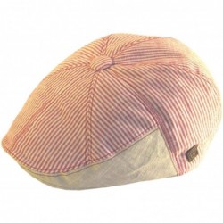 Newsboy Caps Mens Linen Summer Flatcap - Red - CH11KCIXLMB $55.09