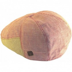 Newsboy Caps Mens Linen Summer Flatcap - Red - CH11KCIXLMB $32.93