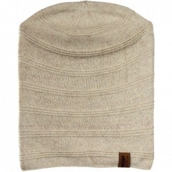 Skullies & Beanies Reversible Winter Knit Slouchy Beanie Hat - Unisex Knitted Slouch Cap - Beige - CG12M8JYCYH $17.29