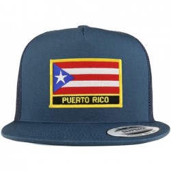 Baseball Caps Puerto Rico Flag 5 Panel Flatbill Trucker Mesh Snapback Cap - Navy - CO18DOEL0G7 $40.74