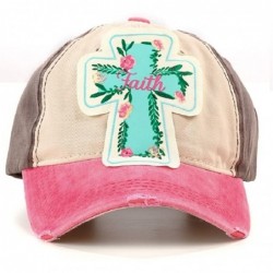 Baseball Caps Adjustable Womens Girls Cross Hat Cap Khaki Brown - Flower Faith - C1186GEY40Y $35.90