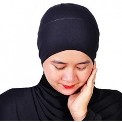 Skullies & Beanies Cotton Jersey Turban Hair Cover Under Scarf Shawl Hijab Cap Bonnet Cap Instant - Black Beanie - CI18XIQ2C2...